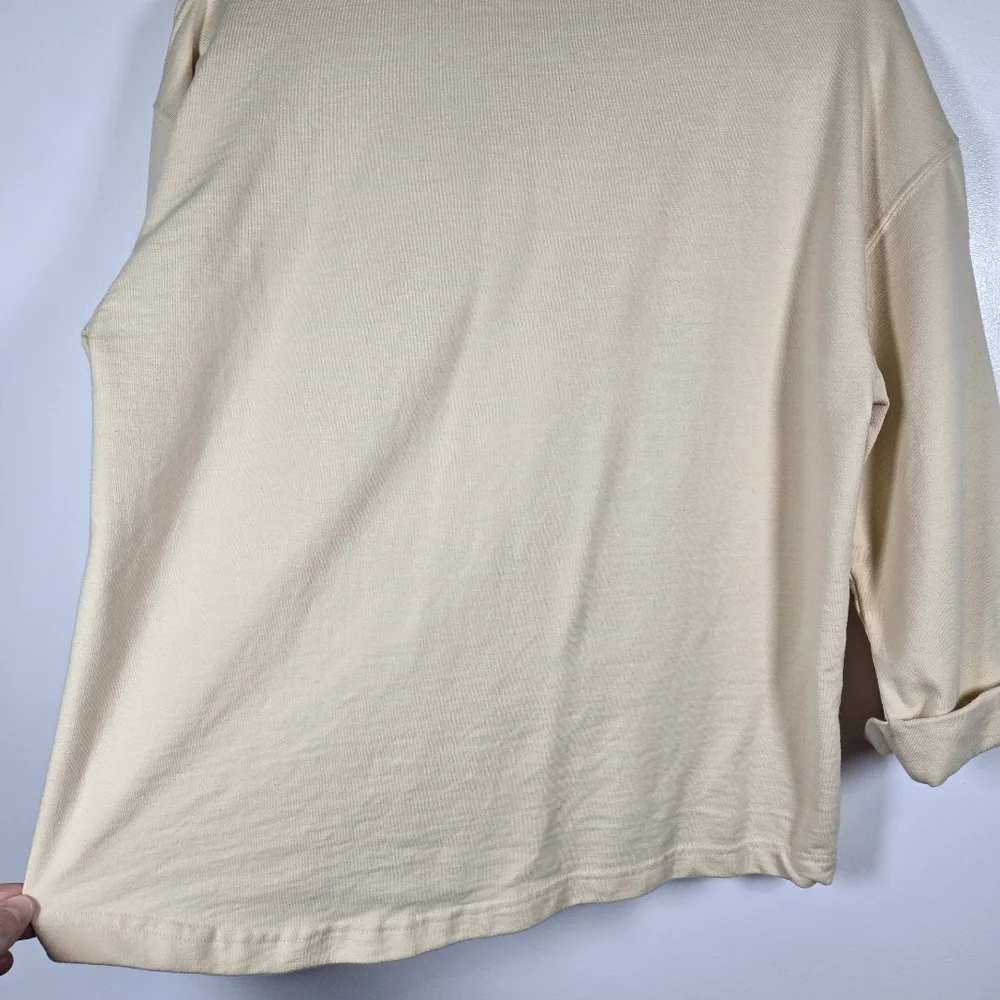 Catalog Favorites Owl Birch Cream 3/4 Sleeve Crew Neck Sweatshirt Top Size Large - Picture 10 of 12
